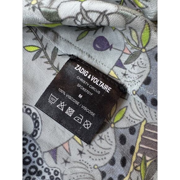 Zadig Voltaire Christy Camisole Tank Top Circus Skeleton Medium Blue Pink - Picture 6 of 7